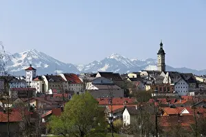 Bavarian Alps View Stampe: Traunstein with Alpine mountain range