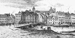 Old Town Cityscape Europe Stampe: Tree bridge over the Oder, Szczecin