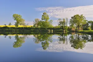 Bavarian Defence Work Stampe: Trees and Cloud reflected in Lake