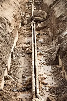Transportation Infrastructure Stampe: Empty trench of engineering heating systems