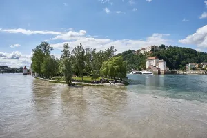 Lower Bavaria Travel Photography Stampe: Triangle, confluence of the Danube