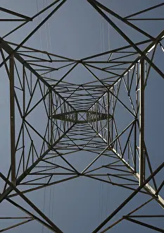 Electricity Supply Lines Stampe: Triangular bracing in a power pylon
