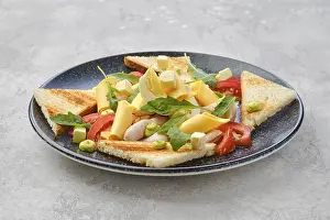 Healthy Snack Ideas Stampe: Triangular pieces of toast, ham