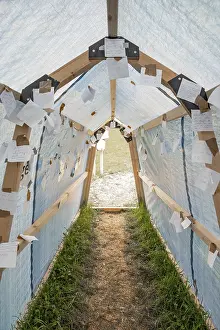 Empty German Roads Stampe: Tunnel with wishlists on Easter path