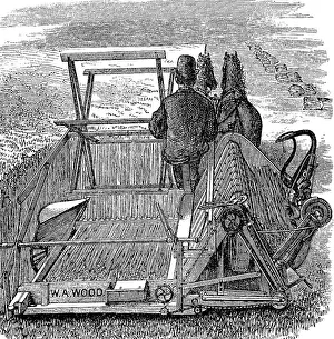 Vintage Farm Machinery Stampe: Tying machine with automatic sheaf binder