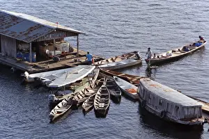 Waterfront Wooden Structure Stampe: Typical floating house for the Amazon