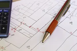 Construction Project Management Stampe: Urban development plan on a desk