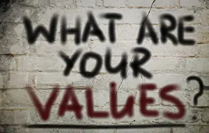 Close Up Image Stampe: What Are Your Values Concept