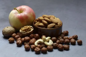 Healthy Snack Ideas Stampe: Various nuts and apple