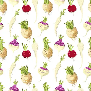 White Background Design Stampe: Vegetables roots pattern over white background