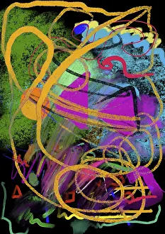 Colorful Design Stampe: A vibrant and dynamic abstract composition featuring bold