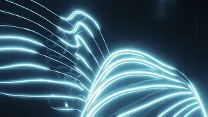 Dark Background Design Stampe: Vibrant neon lines create an abstract pattern against a deep