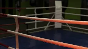 Deserted Sports Stadium Stampe: Front view empty boxing ring