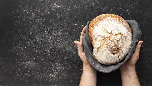 Bread Roll Photography Stampe: Top view bread concep with copy space