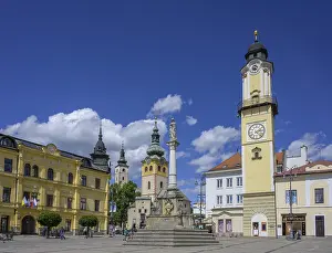 Central Europe Urban Scene Stampe: View to the clock tower over the main square of