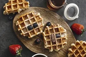 Top View Composition Stampe: Top view composition tasty waffles