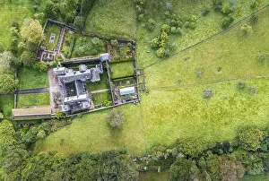 Deserted Castle In Devon Stampe: Top Down view of Compton Castle