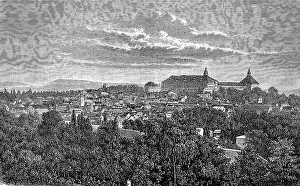 Thuringia Europe Stampe: View of Gotha in Thuringia, Germany