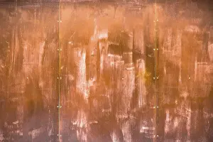 Deserted Landscape Photo Stampe: Front view and horizontal of a rusty panel
