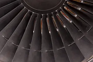 Aviation Industry Details Stampe: Detail view of a jet engine