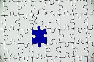 Missing Jigsaw Puzzle Stampe: Top view of missing jigsaw puzzle