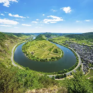 Germany River View Stampe: View of the Moselle loop, Bremm