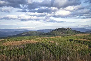 Saxon Switzerland Scenery Stampe: View from the Pfaffenstein. Forests