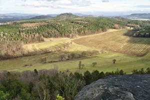 Saxon Switzerland View Stampe: View from the Pfaffenstein. Forests
