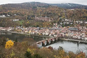 Neckar River Viewpoint Stampe: View from Philsophenweg to Neckar