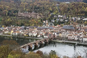 Neckar River Germany Stampe: View from Philsophenweg to Neckar