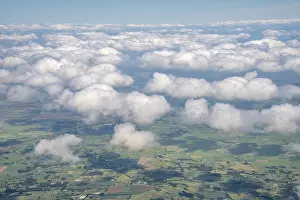 Cloudy Landscape Photography Stampe: View of sheep clouds and fields