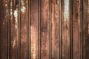Deserted Window View Stampe: Front view of a shutter rusted