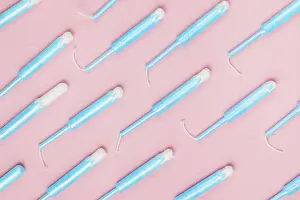 Menstruation Healthcare Stampe: Top view tampon pattern