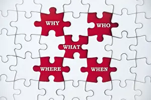 Missing Jigsaw Puzzle Stampe: Top view of text on missing jigsaw puzzle - Why