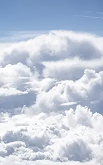 Top Down View Stampe: View over towering clouds, cloudy sky