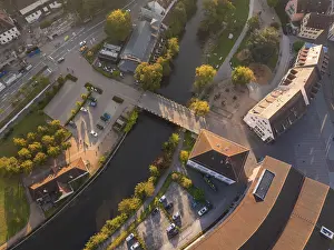 Urban Landscape Germany Stampe: View from above of a town with a river