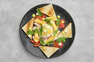 Gourmet Breakfast Ideas Stampe: Top view of triangular pieces of toast