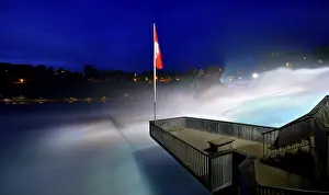 European Evening Atmosphere Stampe: Viewing platform at the Rheinfall