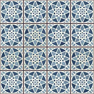 Stampe di Pavimenti in ceramica vintaggiata schema di pattern vettoriale Opere D'arte Monocromatiche Stampe: Piastrelle ceramici vintage schema vettoriale.