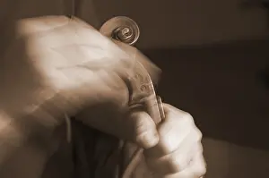 Handicraft Woodwork Stampe: Violin maker is working at the scroll of a violin