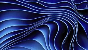 Dark Background Design Stampe: Vivid abstract blue waves create a dynamic flowing pattern