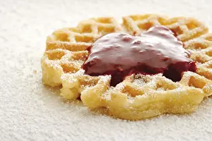 Baked Goods Pastry Stampe: Waffle with raspberry