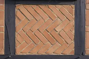 Red Brick Architecture Europe Stampe: Wall with half-timbering and bricks