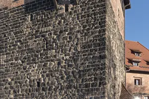 Uninhabited German Buildings Stampe: Wall structure of the historic pentagonal tower