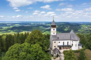 Top Down View Of Monastery Complex Stampe: Wallfahrtskirche Maria Eck, Chiemgau