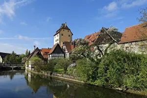 Medieval German Architecture Stampe: Wassertor Gate on the Pegnitz River