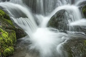 Springtime Water Currents Stampe: Waterfall on a mountain stream in spring