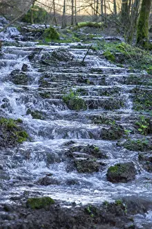 Bavaria Waterfalls Stampe: Waterfall of a stream in spring
