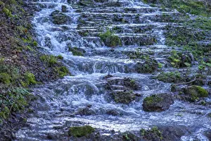 Central Europe Springtime Scenes Stampe: Waterfall of a stream in spring