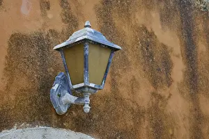 Orthodox Monastery Crete Stampe: Weathered lantern, wall, detail